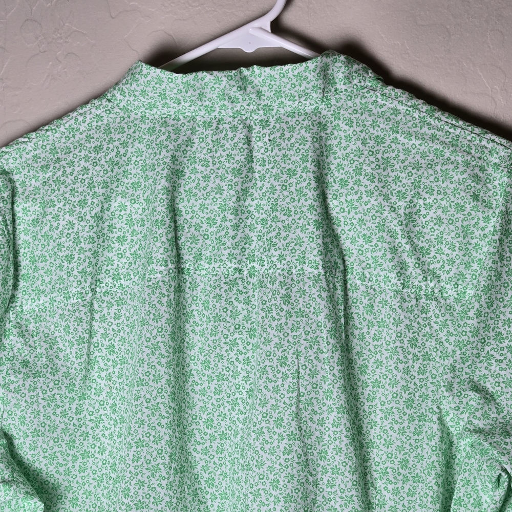 J Crew Factory Button Up Shirt 100% Cotton Long Sleeve Floral Green Women's XL - Picture 9 of 11